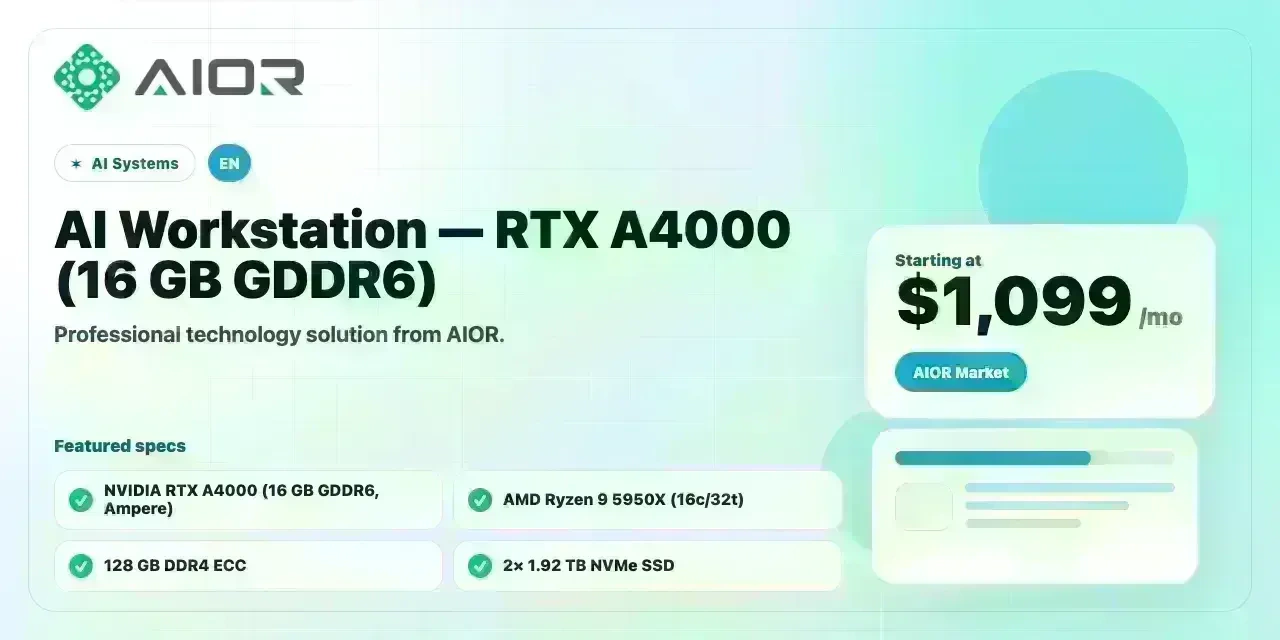 AI Workstation — RTX A4000 (16 GB GDDR6)