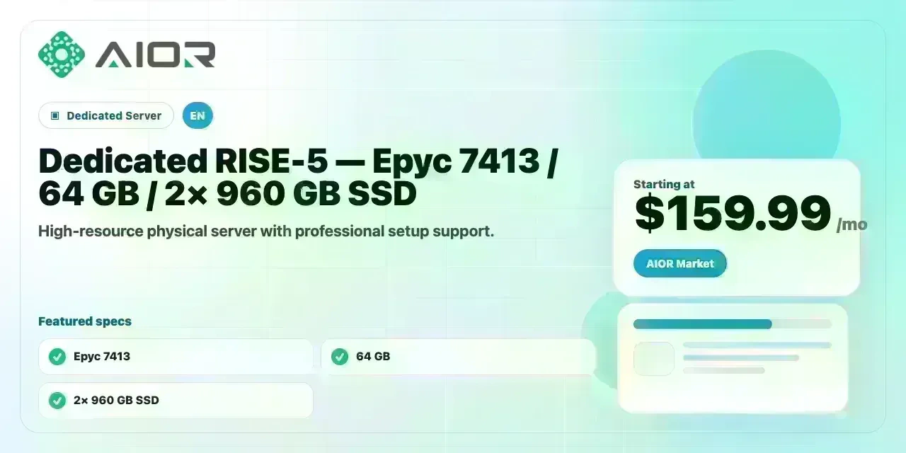 Dedicated RISE-5 — Epyc 7413 / 64 GB / 2× 960 GB SSD