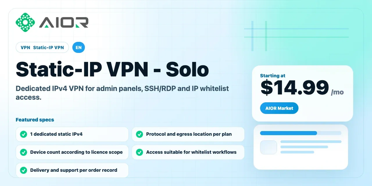 Static-IP VPN — Solo (1 user)