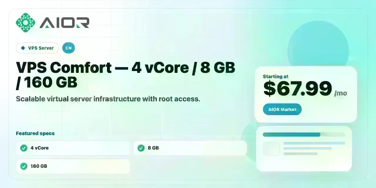 VPS Comfort — 4 vCore / 8 GB / 160 GB