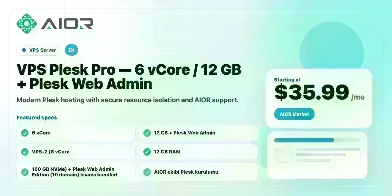 VPS Plesk Pro — 6 vCore / 12 GB + Plesk Web Admin