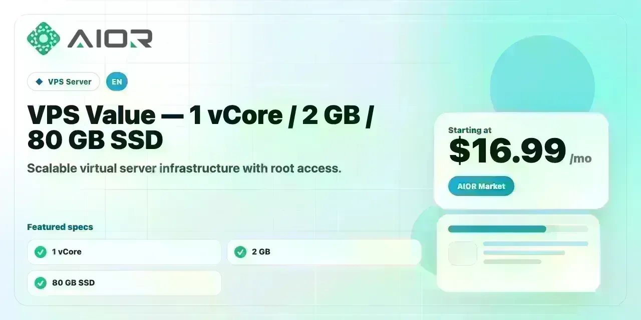VPS Value — 1 vCore / 2 GB / 80 GB SSD