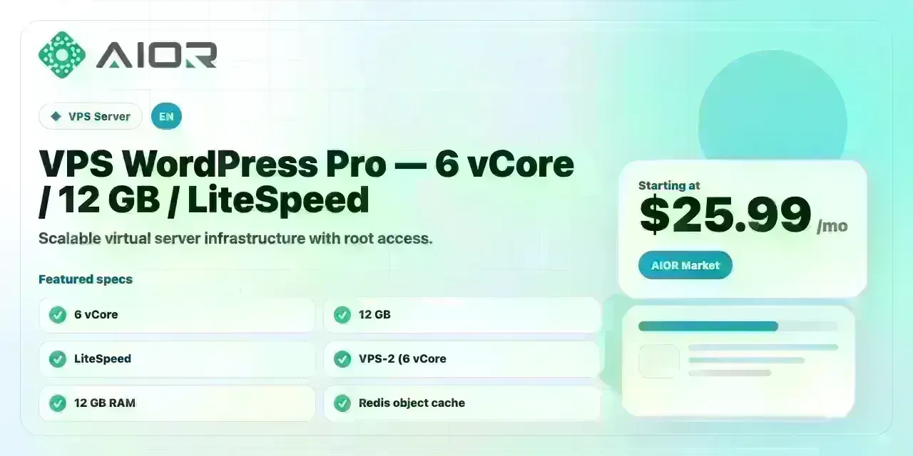 VPS WordPress Pro — 6 vCore / 12 GB / LiteSpeed