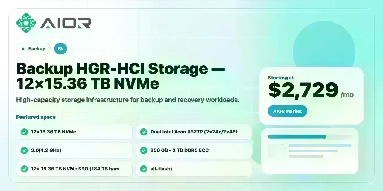 Backup HGR-HCI Storage — 12×15.36 TB NVMe