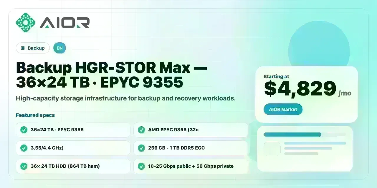 Backup HGR-STOR Max — 36×24 TB · EPYC 9355