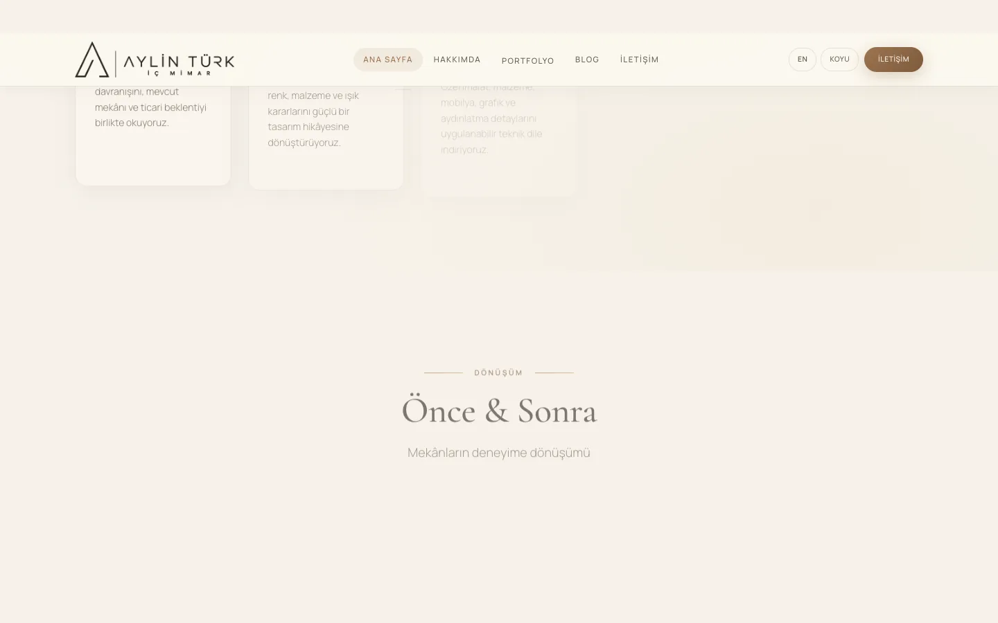 Aylin Türk İç Mimar | Premium İç Mimarlık Portfolyosu | Aylin Turk Interior Architecture — desktop — section 2