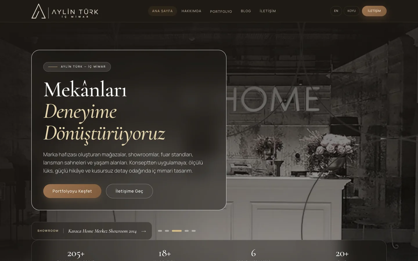 Aylin Türk İç Mimar | Premium İç Mimarlık Portfolyosu | Aylin Turk Interior Architecture (dark theme) — desktop