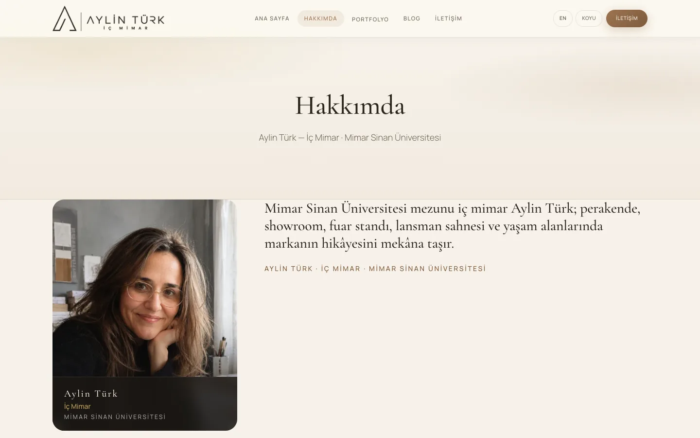 Hakkımda | Aylin Turk Interior Architecture | Aylin Türk İç Mimar — desktop