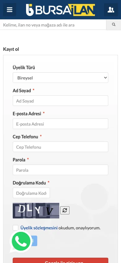 sayfa/kayit ol — mobile