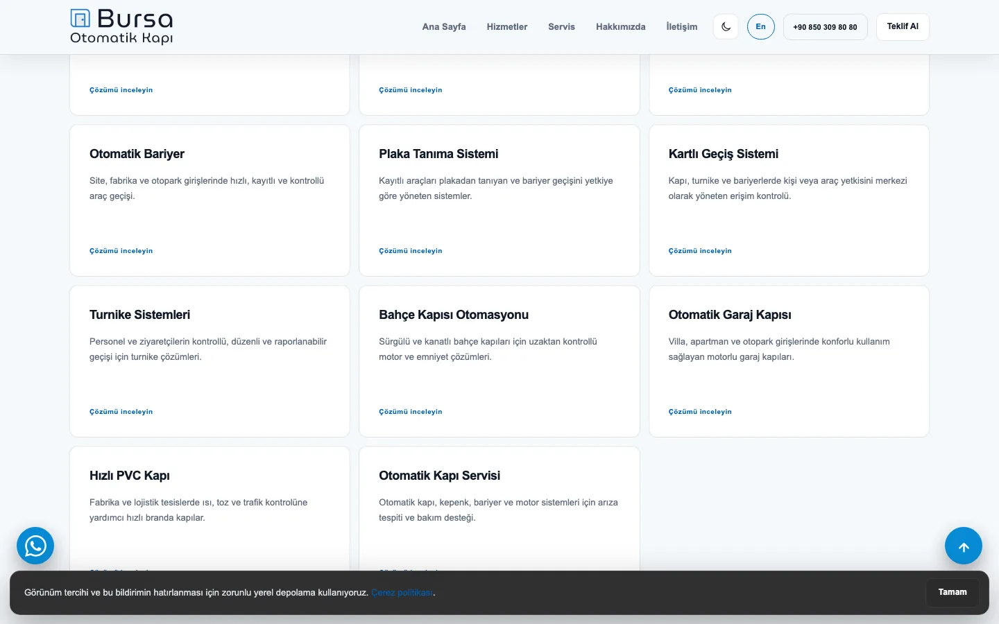 Service cards — desktop