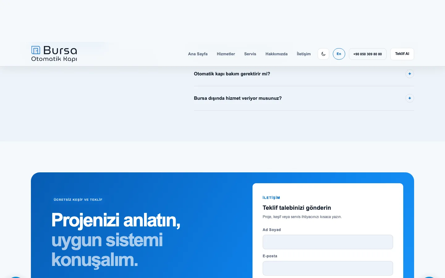 Contact / discovery form — desktop