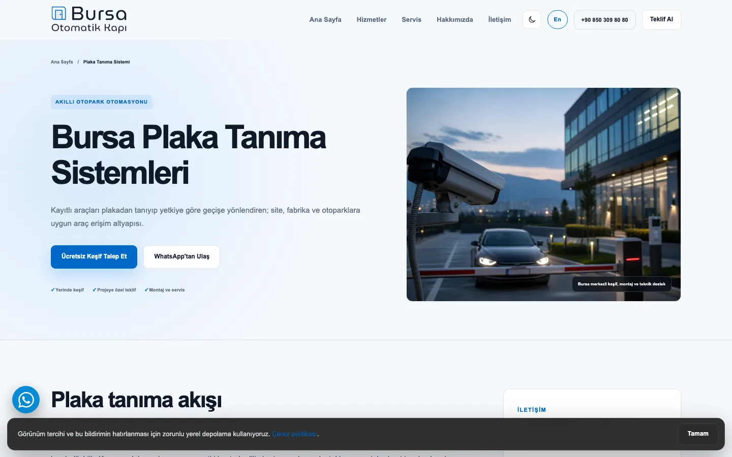 Plate recognition service page — desktop