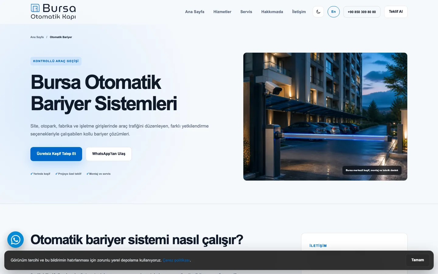 Automatic barrier service page — desktop