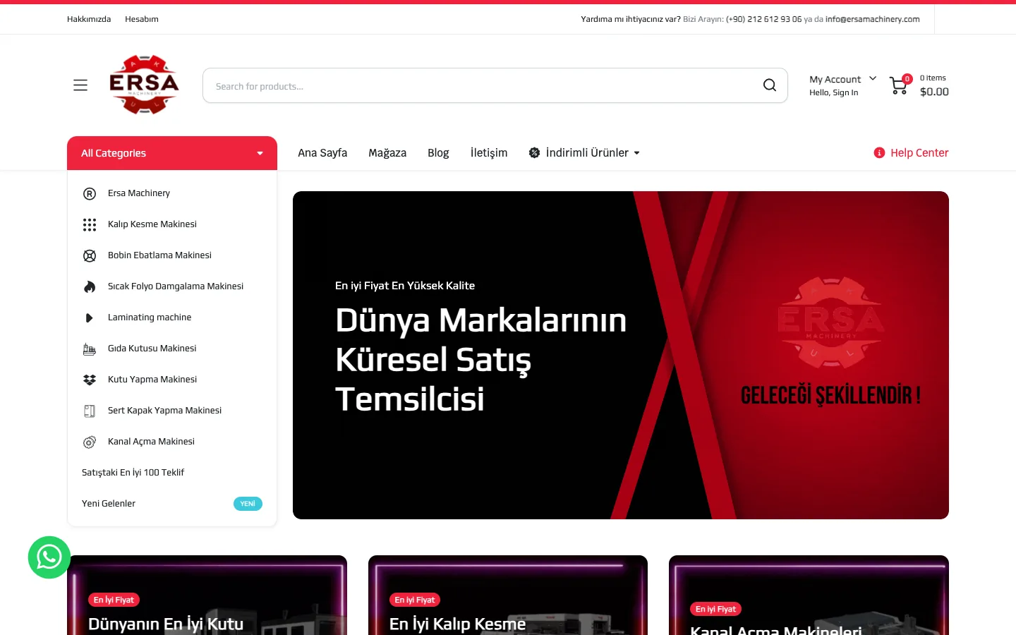 Ersa Makine – En Doğru Fiyat En Yüksek Kalite (dark theme) — desktop