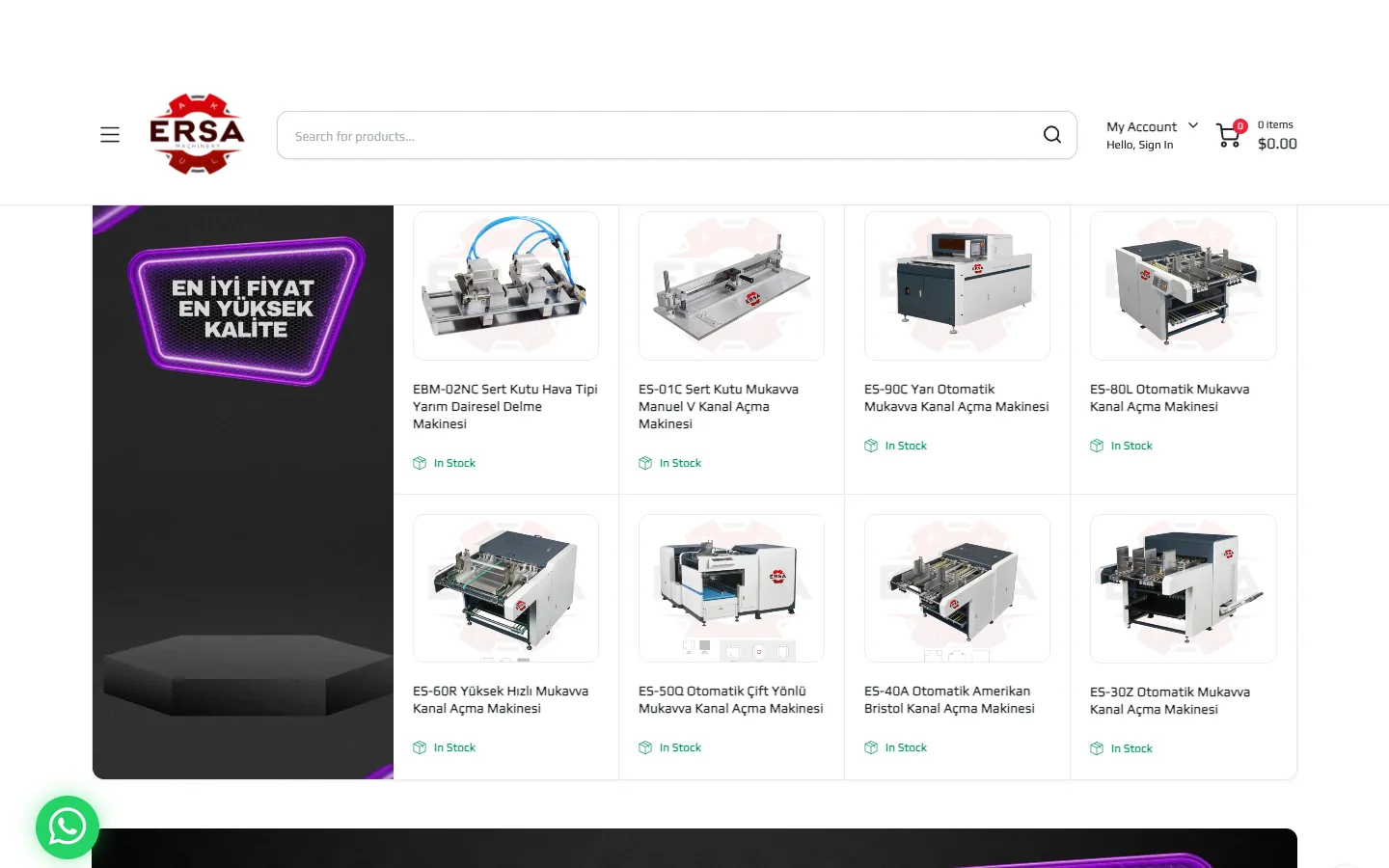Ersa Makine – En Doğru Fiyat En Yüksek Kalite (dark theme) — desktop — section 2