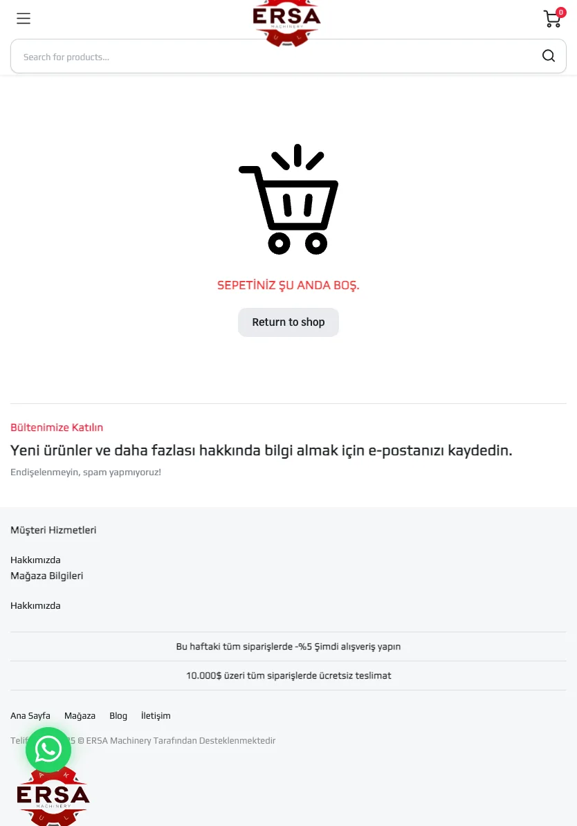 Sepet – Ersa Makine — tablet