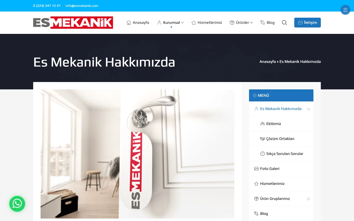 es mekanik hakkimizda/ (dark theme) — desktop