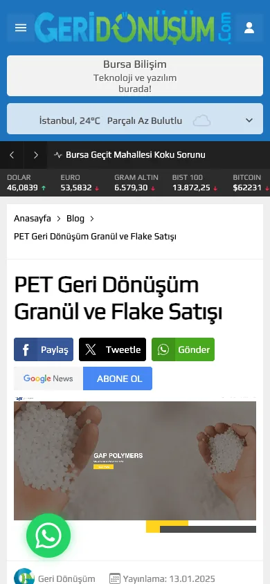 pet geri donusum granul ve flake satisi/3107/ (dark theme) — mobile