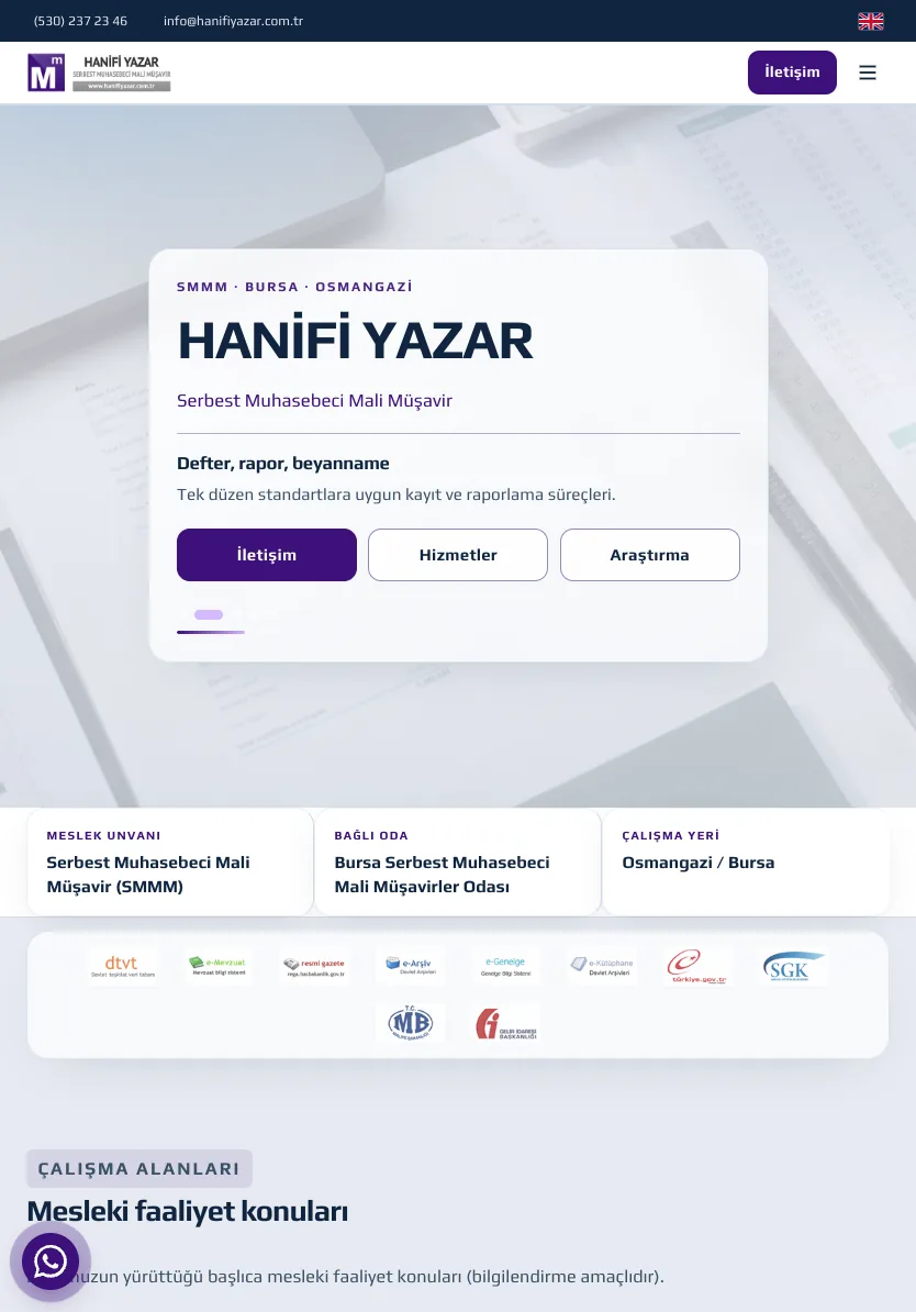 Hanifi Yazar, SMMM | Bursa — tablet