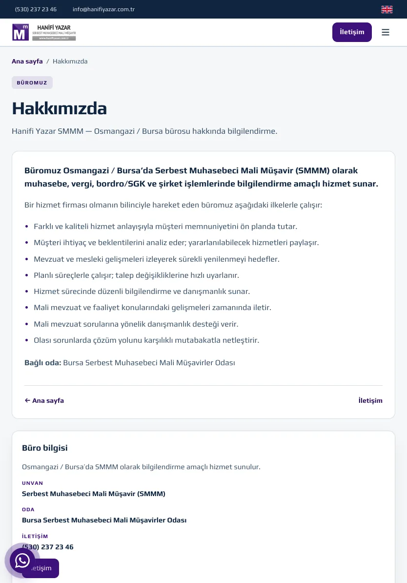 Hakkımızda — Hanifi Yazar SMMM — tablet