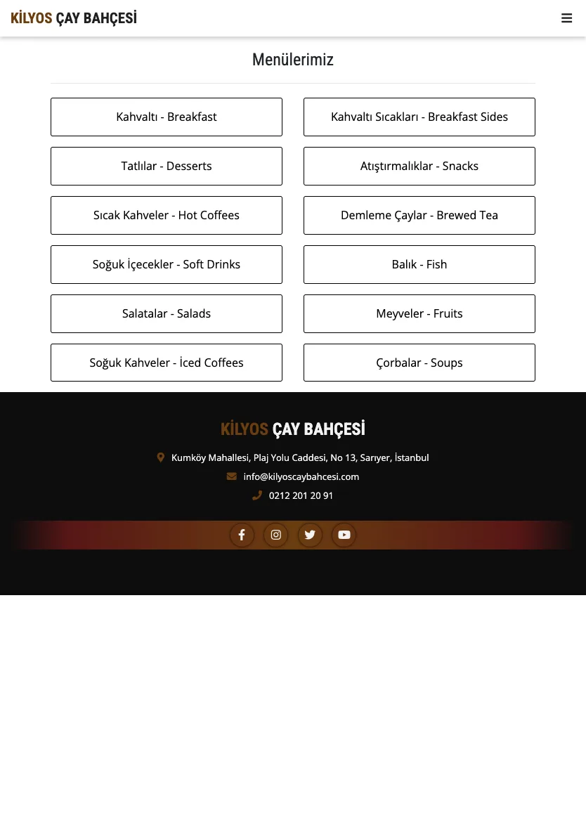 Kilyos Çay Bahçesi (dark theme) — tablet