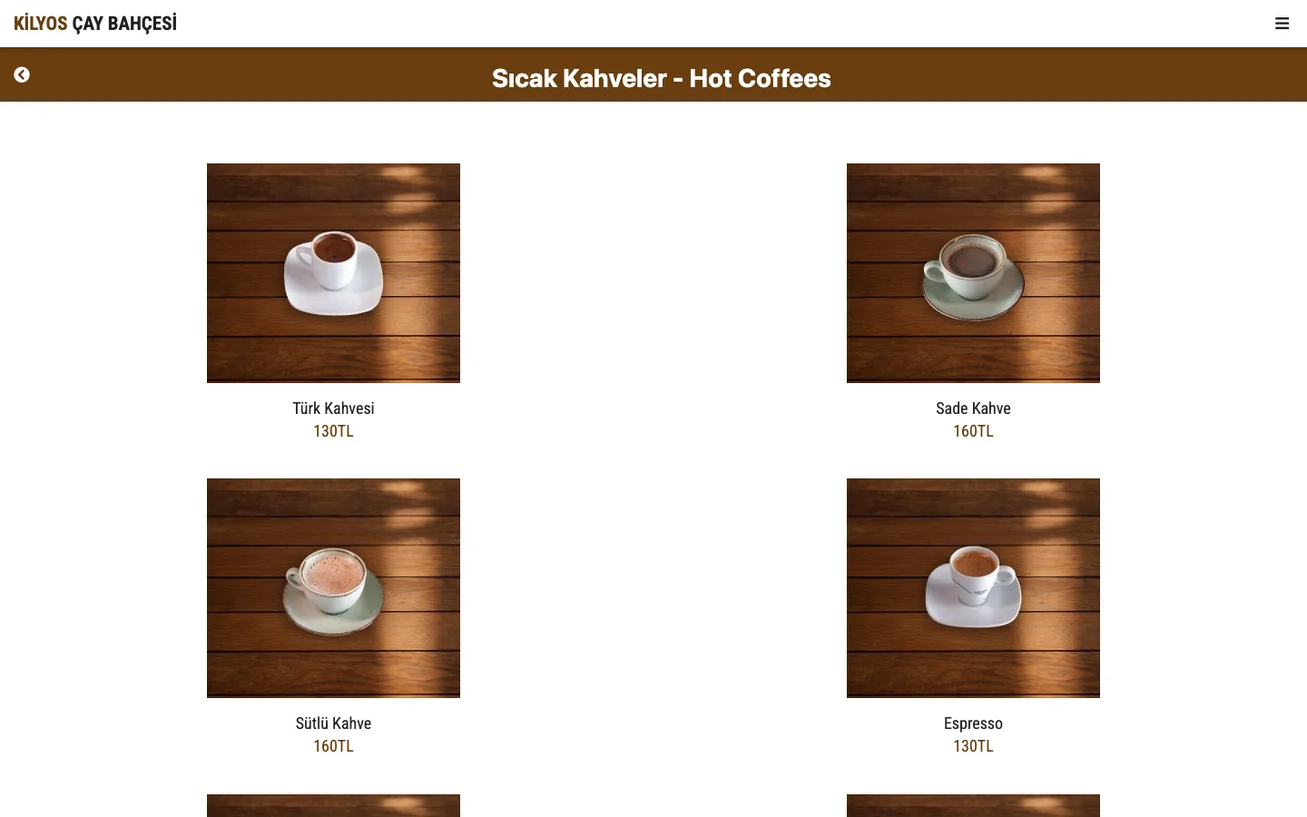 Sıcak Kahveler - Hot Coffees — desktop