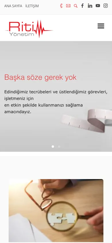 Ritim Yönetim kurumsal sitesi — mobil görünümü